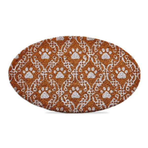 Picture of paw print oval shaped mat - natural