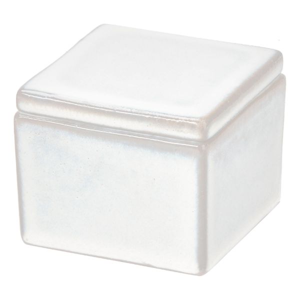 Picture of decorative stoneware box small - white