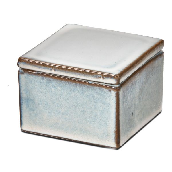 Picture of decorative stoneware box medium - white