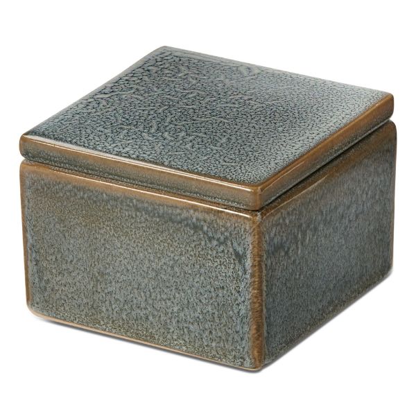 Picture of decorative stoneware box medium - blue