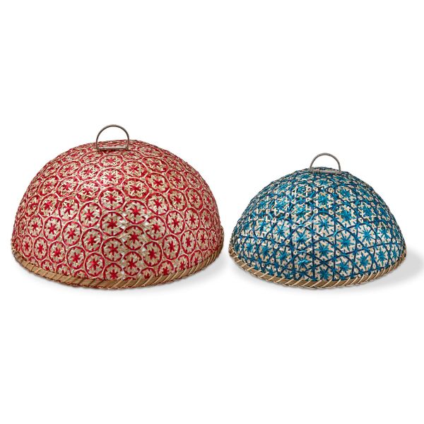 Picture of bamboo woven food cover set of 2 - multi