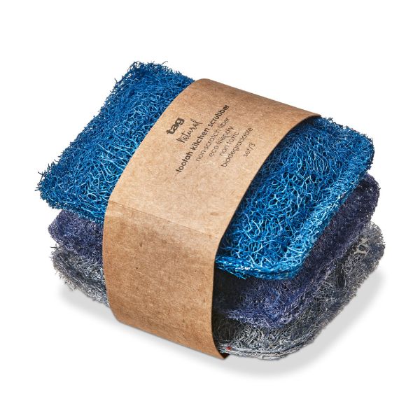 Picture of loofah kitchen scrubber set of 3 - blue