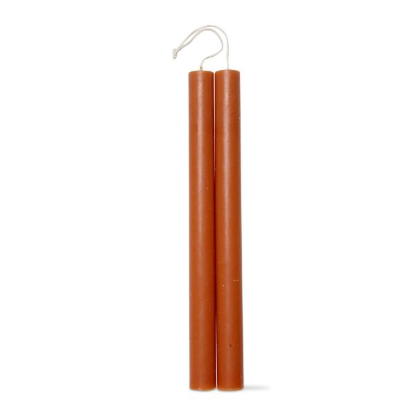 Picture of 10 inch straight candles set of 2 - burnt sienna