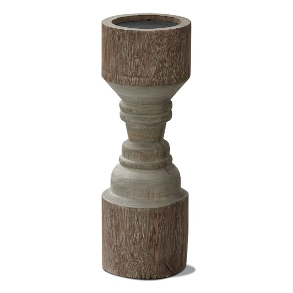 Picture of rustic turned pillar holder short - antique bronze