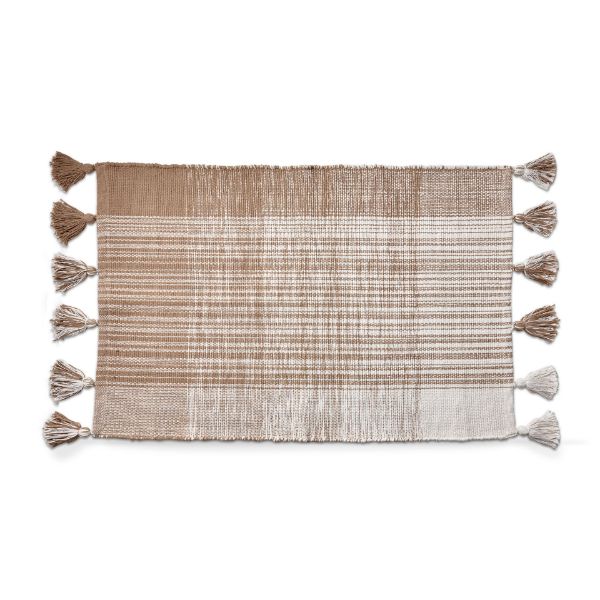 Picture of tassel plaid rug - linen