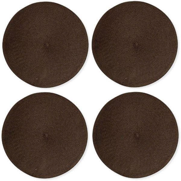 Picture of round woven placemats set of 4 - chocolate