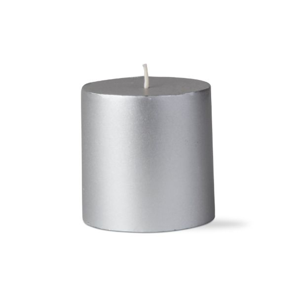 Picture of metallic pillar candle 3x3 - silver