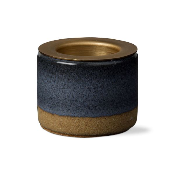 Picture of convertible glazed tealight taper holder small - slate blue
