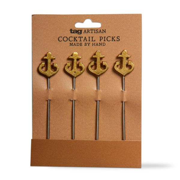 Picture of anchor cocktail pick set of 4 - Gold