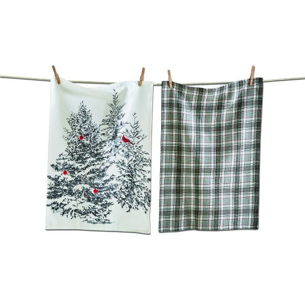 Picture of winter sketches tree dishtowel set of 2  - multi