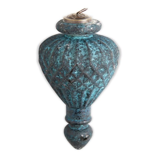 Picture of 8.25 inch textured antique glass ornament - turquoise