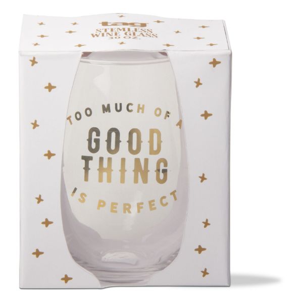 Picture of too much of a good thing 1 bottle stemless wine glass - gold
