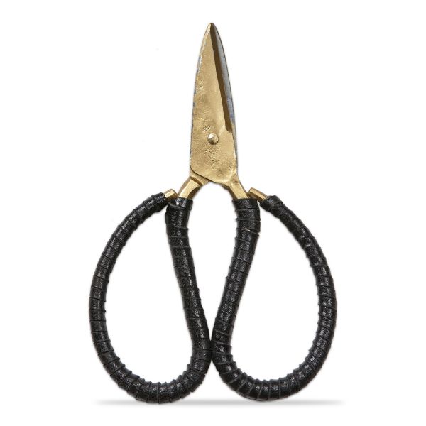 Picture of leather wrapped forged iron scissors - black, multi