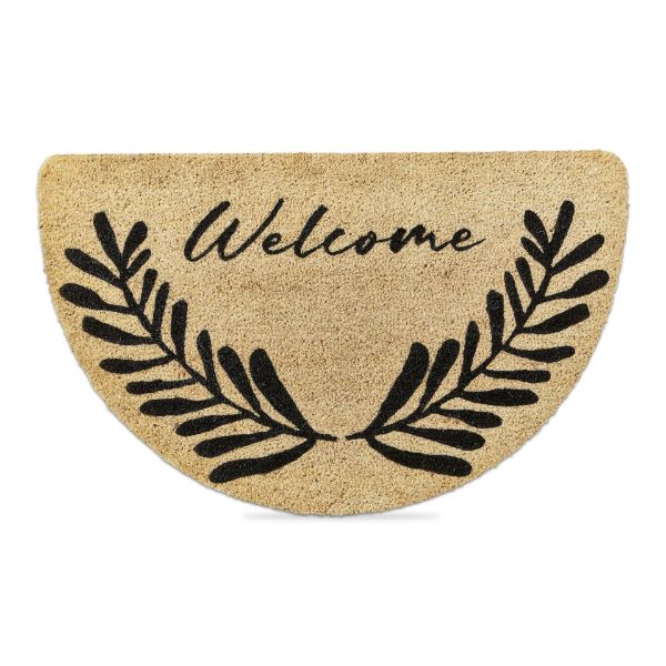 Picture of welcome fern shaped coir mat - black, multi