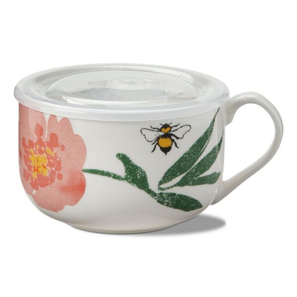 Picture of bee blossom soup mug with lid - multi