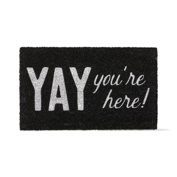 Picture of yay you're here coir mat - black, multi