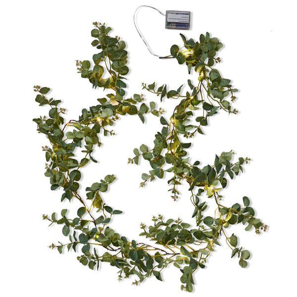 Picture of eucalyptus garland with led lights - green