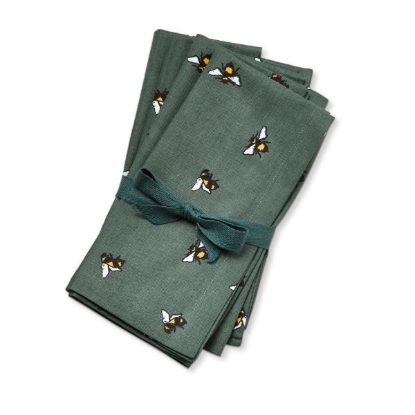 Picture of honey bee napkin set of 4 - green, multi