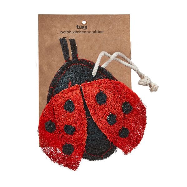 Picture of ladybug loofah scrubber - red, multi