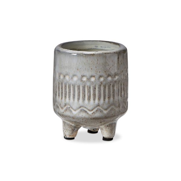 Picture of olema carved planter small - white