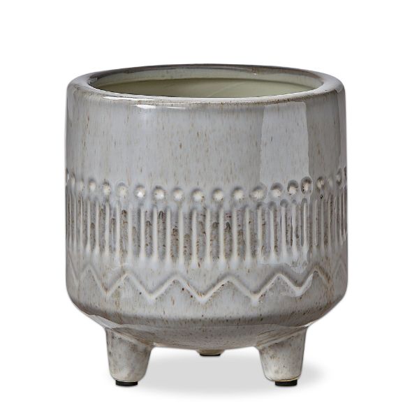 Picture of olema carved planter medium - white