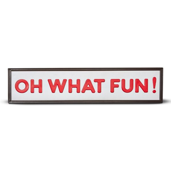 Picture of oh what fun! enamel sign - red multi