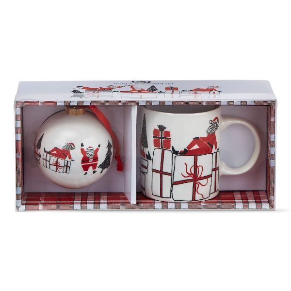 Picture of posing santa mug & ornament set - red multi