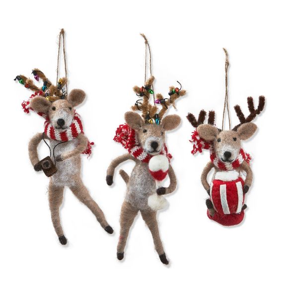 Picture of reindeer ornament assortment of 3 - multi