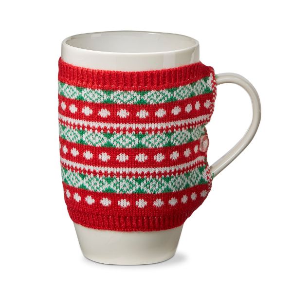 Picture of fair isle knit sweater mug - red multi