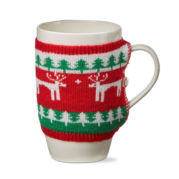 Picture of deer knit sweater mug - red multi
