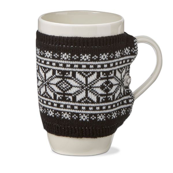 Picture of snowflake knit sweater mug - black multi
