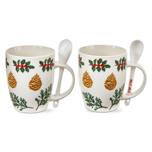 Picture of pine cone sprig mug & spoon - multi