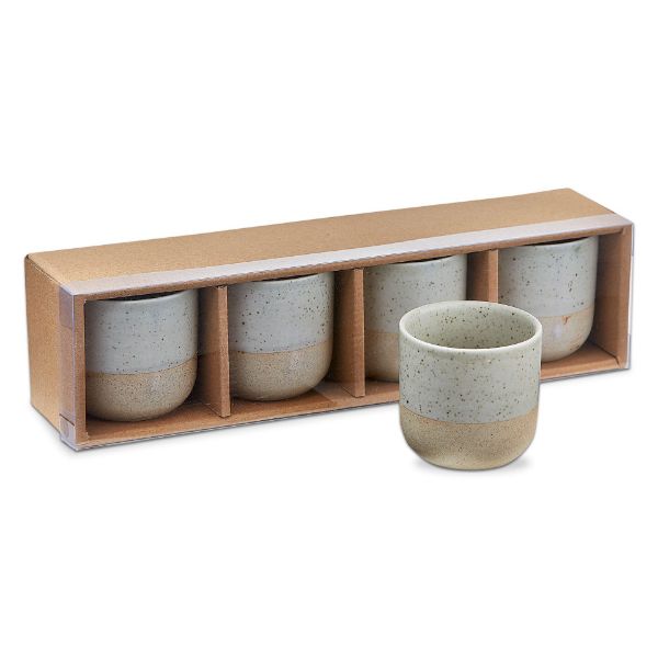 Picture of kyoto reactive glaze porcelain cup set of 4 - beige