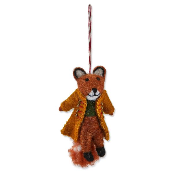 Picture of fox in coat ornament - multi