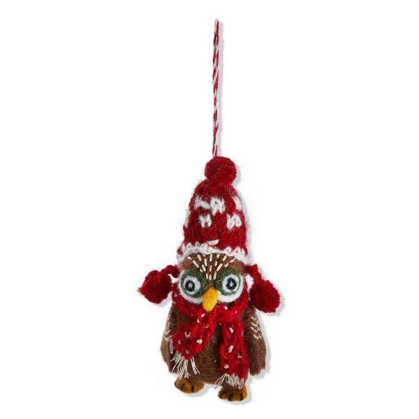 Picture of owl with hat & scarf ornament - multi