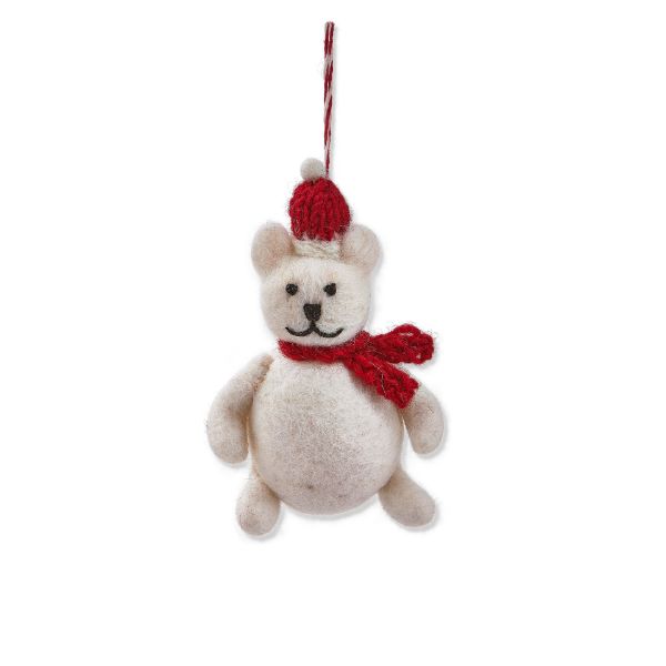 Picture of bear with santa hat & scarf ornament - multi