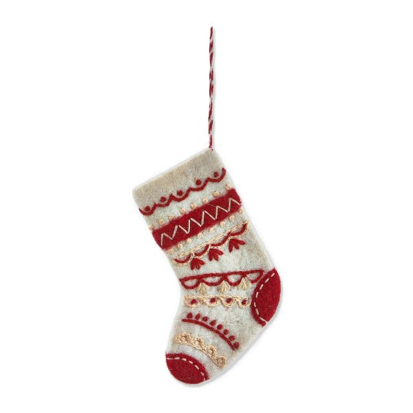 Picture of embroidered stocking gift card holder ornament - red multi
