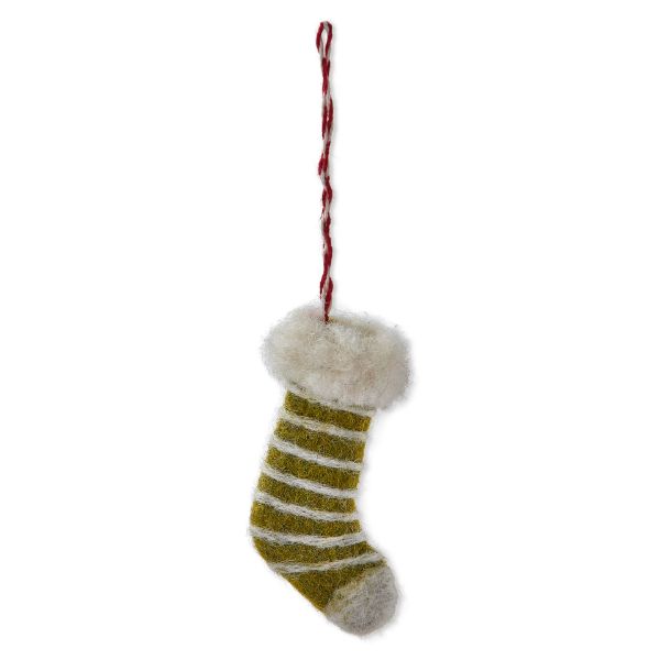 Picture of striped stocking ornament - green multi