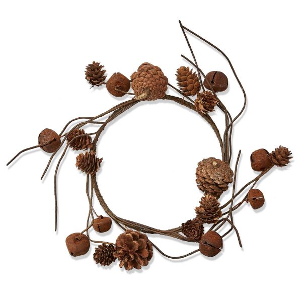 Picture of pinecone & bell wreath large - brown