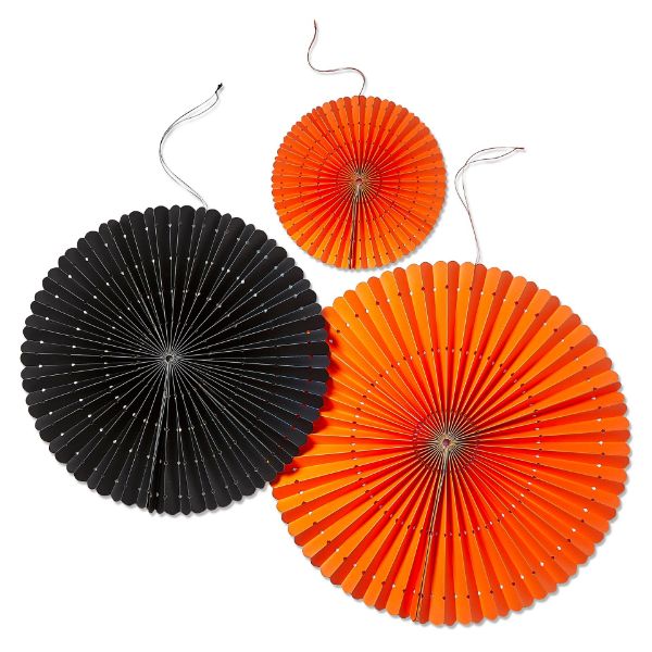 Picture of halloween paper fans decor set of 3 - multi