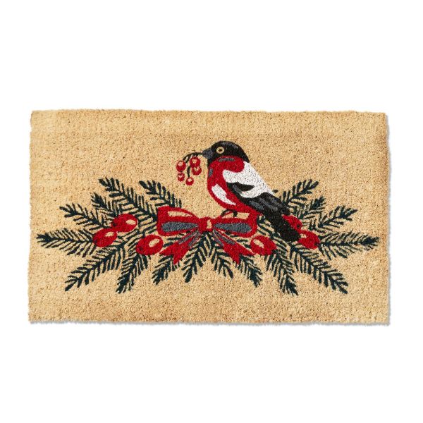 Picture of bird on sprig with berries coir mat - multi