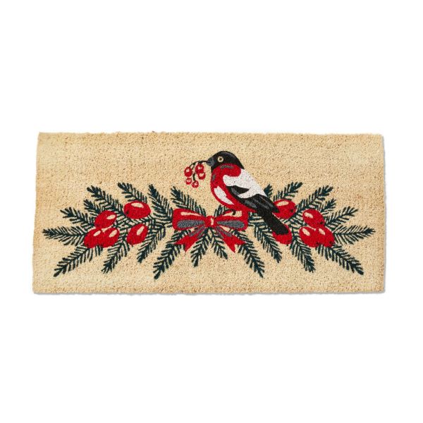 Picture of bird on sprig with berries estate coir mat - multi