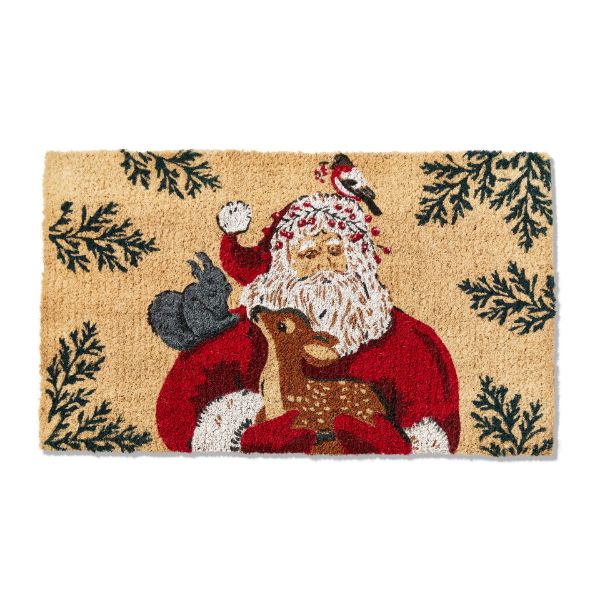 Picture of woodland santa with friends coir mat - multi