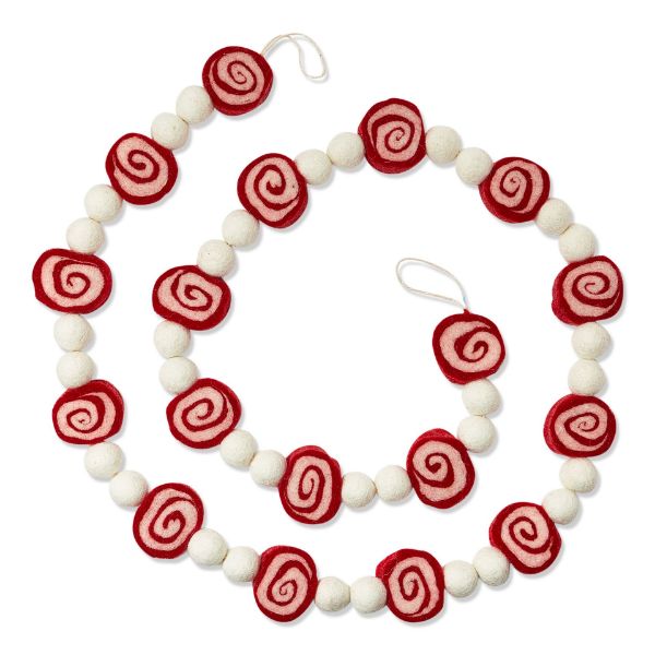 Picture of wool felt pepperment candy garland - red multi