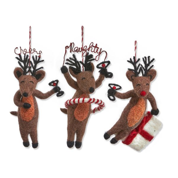 Picture of party reindeer ornament assortment of 3 - multi