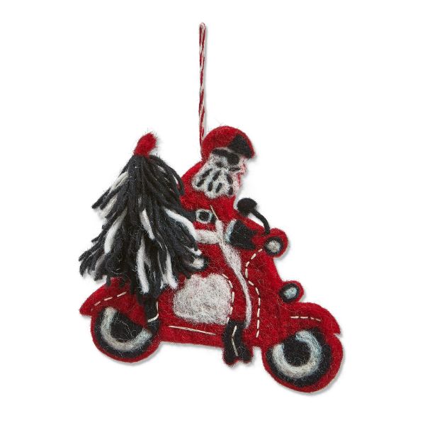 Picture of santa on moped ornament - red multi
