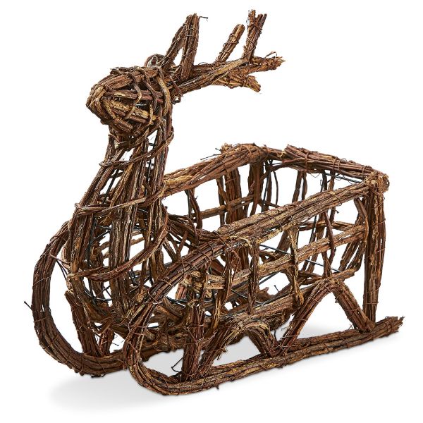 Picture of reindeer vine sleigh decor - natural