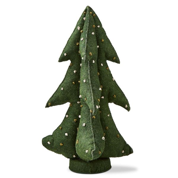 Picture of heirloom french knot wool felt tree decor large - green multi