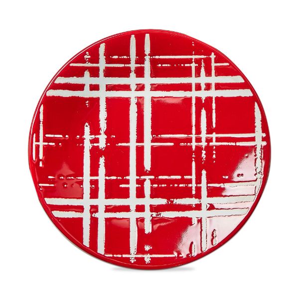 Picture of plaid appetizer plate - red