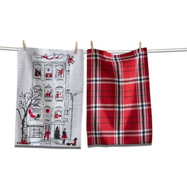 Picture of party in the house! santa cityscape dishtowel set of 2 - multi